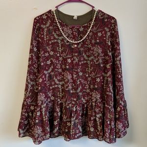 Bell Sleeve Peplum Top